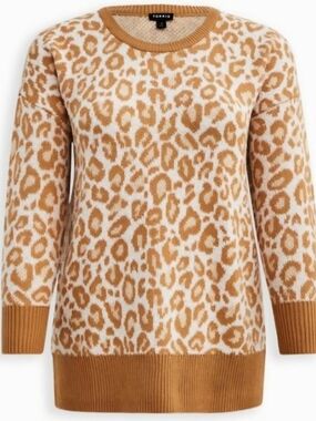 Torrid Leopard Print Oversized Drop-Shoulder Knit Sweater Size 2 (18/20)